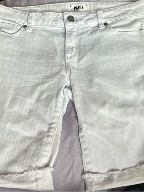 PAIGE White Denim High-Rise Shorts